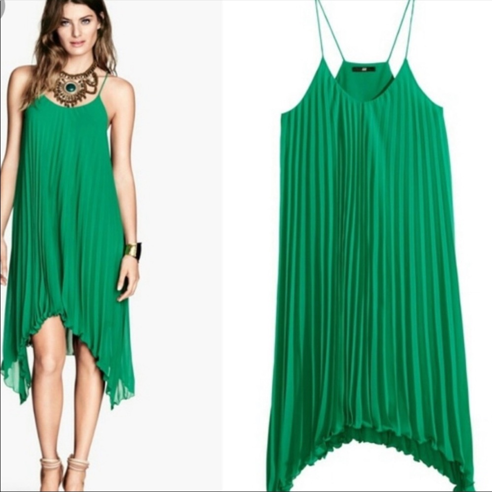 green odd cut bottom dress